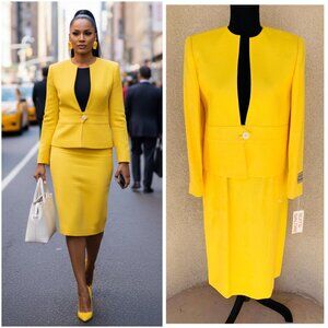 Girl Boss Vintage Deadstock Yellow Powersuit Size 8